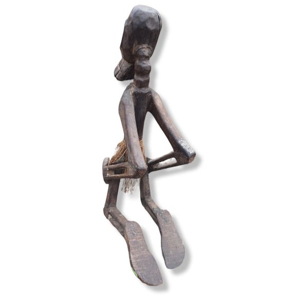 LARGE AUTHENTIC 2' TALL ANTIQUE AFRICAN TRIBAL FERTILITY WOOD CARVING ST… - Picture 4 of 12